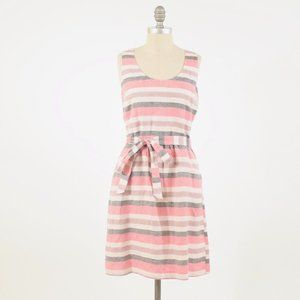 LOFT Soft Pink & Gray Striped Open-Back Sundress
